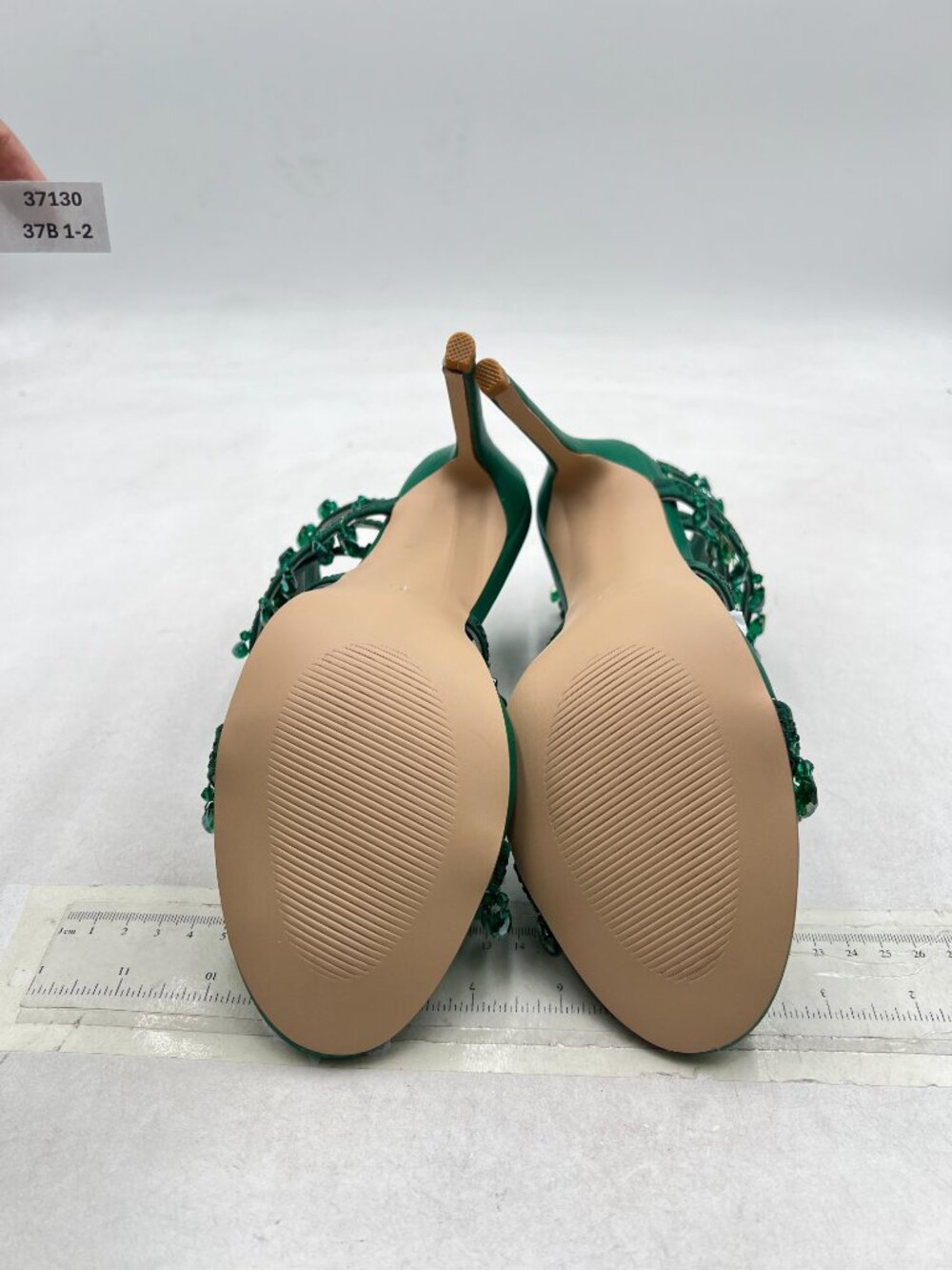 FSJ Green Open Toe Wrap Around Rhinestone Sandals Strappy Stiletto Heels - Picture 7 of 8